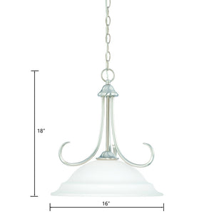 Atlas Bella 16" Wide Elegant Pendant Light with White Glass Shade for Dining, Entryway, and Kitchen Spaces Brushed Nickel CL11729-NK