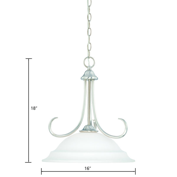 Atlas Bella 16" Wide Elegant Pendant Light with White Glass Shade for Dining, Entryway, and Kitchen Spaces Brushed Nickel CL11729-NK