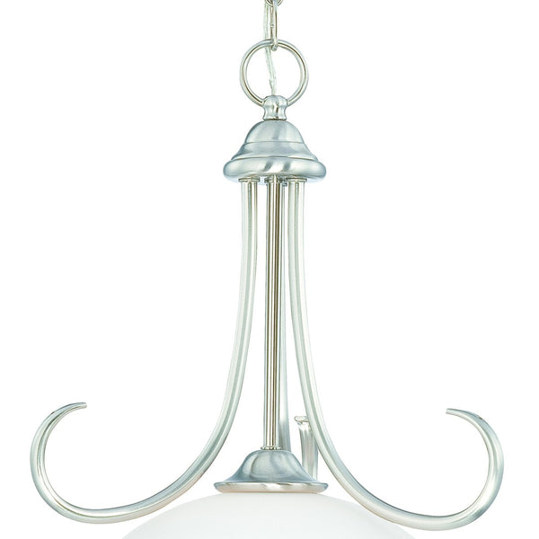 Atlas Bella 16" Wide Elegant Pendant Light with White Glass Shade for Dining, Entryway, and Kitchen Spaces Brushed Nickel CL11729-NK