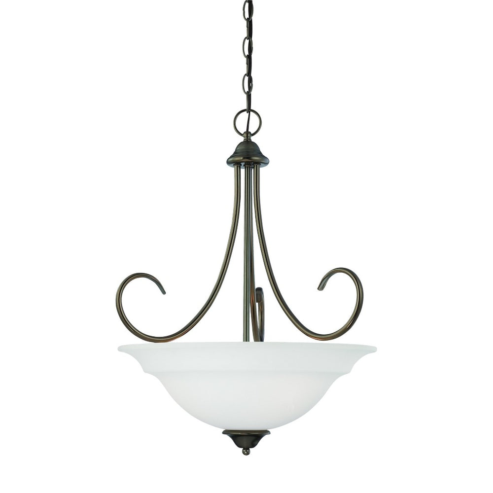 Atlas Bella 3-Light Pendant Light Fixture with Elegant Dome White Glass Shades for Timeless Interiors Oiled Bronze CL11730-BZ