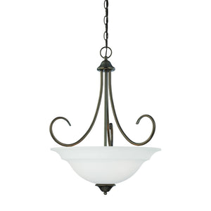 Atlas Bella 3-Light Pendant Light Fixture with Elegant Dome White Glass Shades for Timeless Interiors Oiled Bronze CL11730-BZ