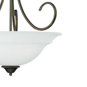 Atlas Bella 3-Light Pendant Light Fixture with Elegant Dome White Glass Shades for Timeless Interiors Oiled Bronze CL11730-BZ