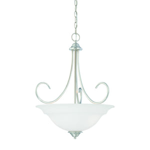Atlas Bella 3-Light Pendant Light Fixture with Elegant Dome White Glass Shades for Timeless Interiors Brushed Nickel CL11730-NK