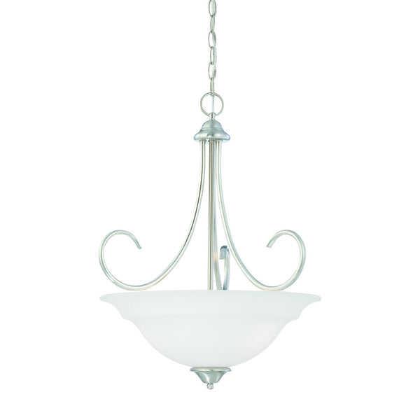 Atlas Bella 3-Light Pendant Light Fixture with Elegant Dome White Glass Shades for Timeless Interiors Brushed Nickel CL11730-NK