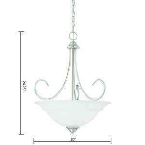 Atlas Bella 3-Light Pendant Light Fixture with Elegant Dome White Glass Shades for Timeless Interiors Brushed Nickel CL11730-NK