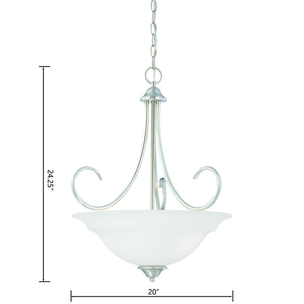 Atlas Bella 3-Light Pendant Light Fixture with Elegant Dome White Glass Shades for Timeless Interiors Brushed Nickel CL11730-NK