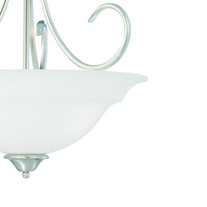 Atlas Bella 3-Light Pendant Light Fixture with Elegant Dome White Glass Shades for Timeless Interiors Brushed Nickel CL11730-NK