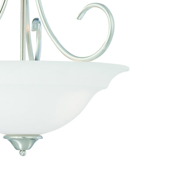 Atlas Bella 3-Light Pendant Light Fixture with Elegant Dome White Glass Shades for Timeless Interiors Brushed Nickel CL11730-NK