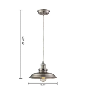Atlas Biern 10.71" Wide Industrial-Style 1-Light Pendant in Pewter - Versatile Elegance for Any Space CL11731-SV