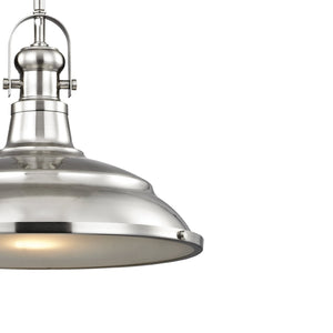 Atlas Blakesley 14'' Wide 1-Light Pendant Light - Modern Brushed Nickel with Frosted Glass Shade Design CL11732-NK