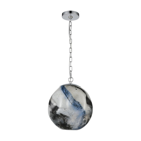 Atlas Blue Planetary 12'' Wide Pendant Light - Hand-Blown Glass, Chrome Finish, Perfect for Modern Spaces CL11733-WH