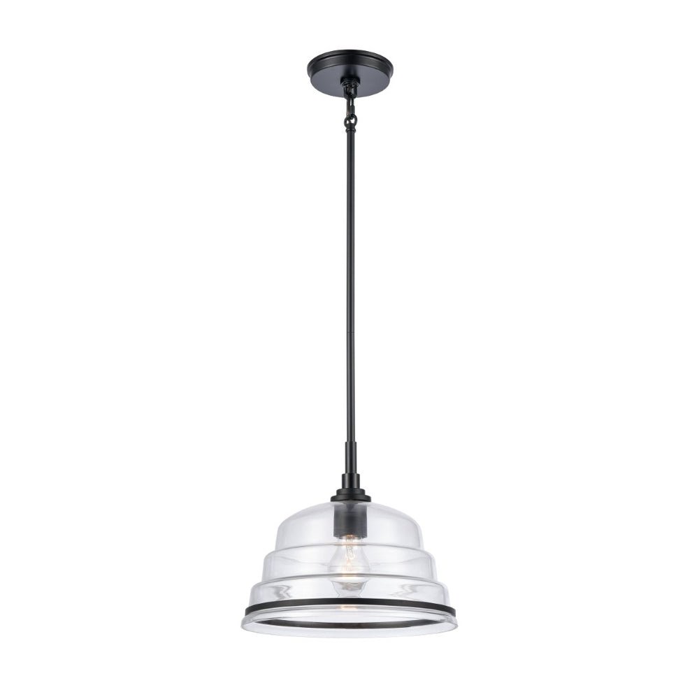 Atlas Boyer Modern 1-Light Pendant with Clear Glass Shade - Elevate Your Space with Elegant Illumination Matte Black 11'' CL11735-BK