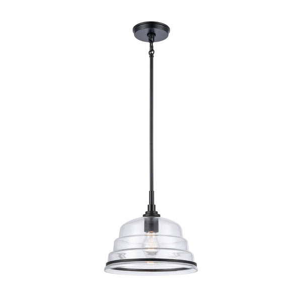 Atlas Boyer Modern 1-Light Pendant with Clear Glass Shade - Elevate Your Space with Elegant Illumination Matte Black 11'' CL11735-BK