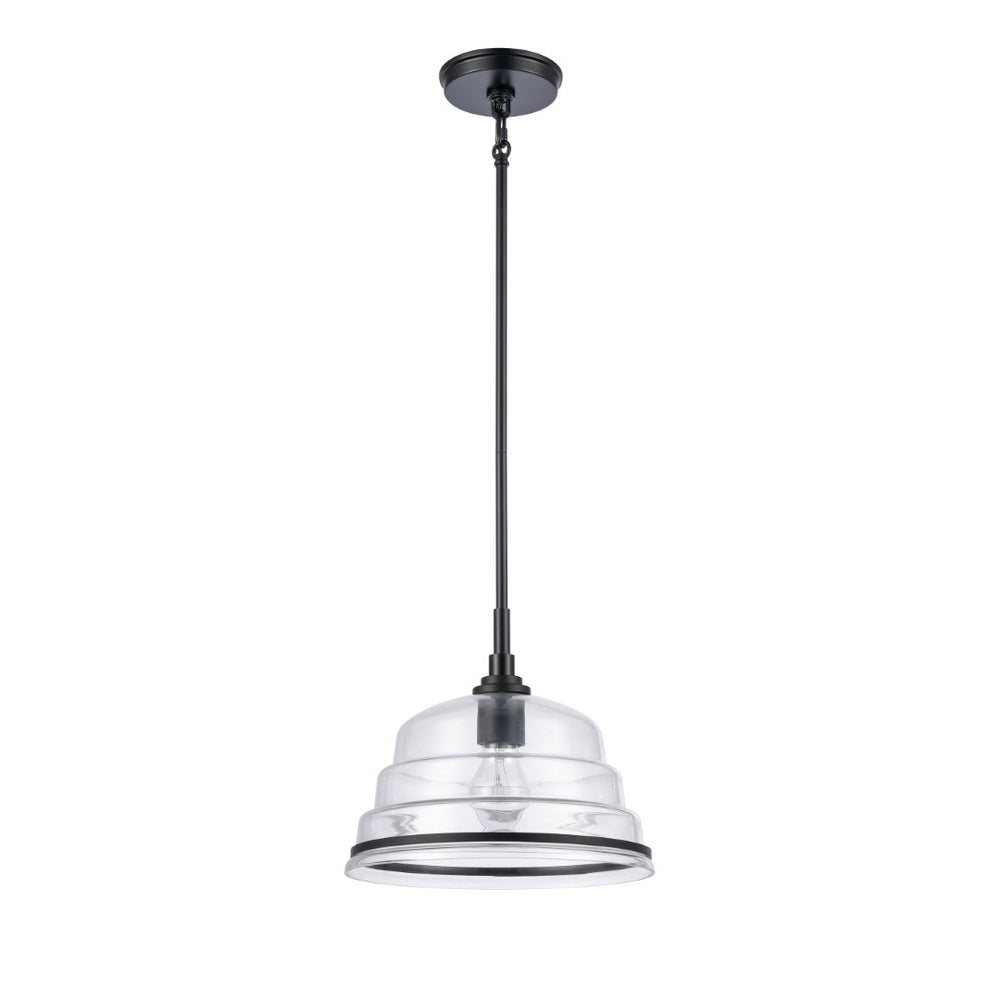 Atlas Boyer Modern 1-Light Pendant with Clear Glass Shade - Elevate Your Space with Elegant Illumination Matte Black 11'' CL11735-BK
