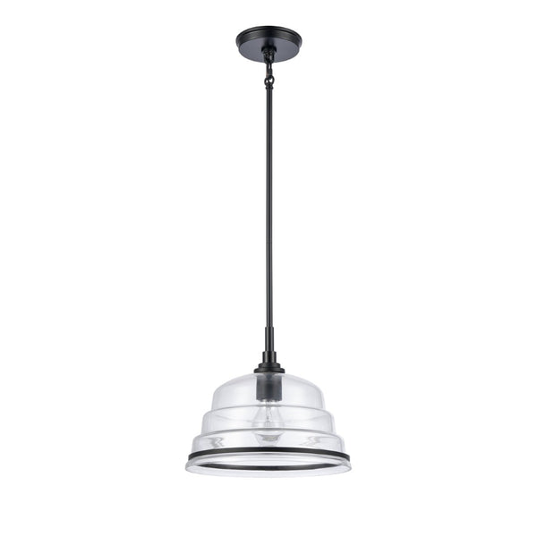 Atlas Boyer Modern 1-Light Pendant with Clear Glass Shade - Elevate Your Space with Elegant Illumination Matte Black 11'' CL11735-BK