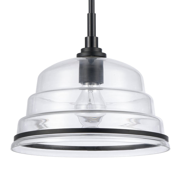 Atlas Boyer Modern 1-Light Pendant with Clear Glass Shade - Elevate Your Space with Elegant Illumination Matte Black 11'' CL11735-BK