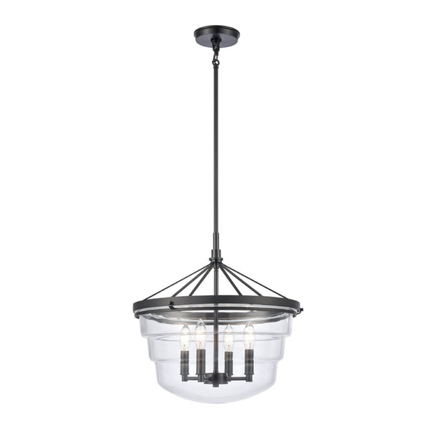 Atlas Boyer Modern 1-Light Pendant with Clear Glass Shade - Elevate Your Space with Elegant Illumination Matte Black 18'' CL11736-BK
