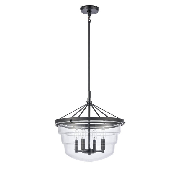 Atlas Boyer Modern 1-Light Pendant with Clear Glass Shade - Elevate Your Space with Elegant Illumination Matte Black 18'' CL11736-BK