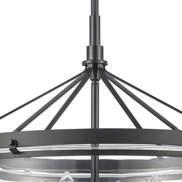 Atlas Boyer Modern 1-Light Pendant with Clear Glass Shade - Elevate Your Space with Elegant Illumination Matte Black 18'' CL11736-BK