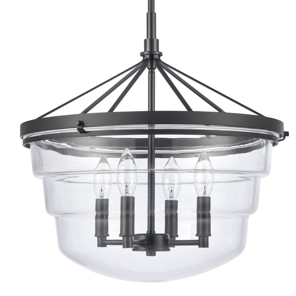 Atlas Boyer Modern 1-Light Pendant with Clear Glass Shade - Elevate Your Space with Elegant Illumination Matte Black 18'' CL11736-BK
