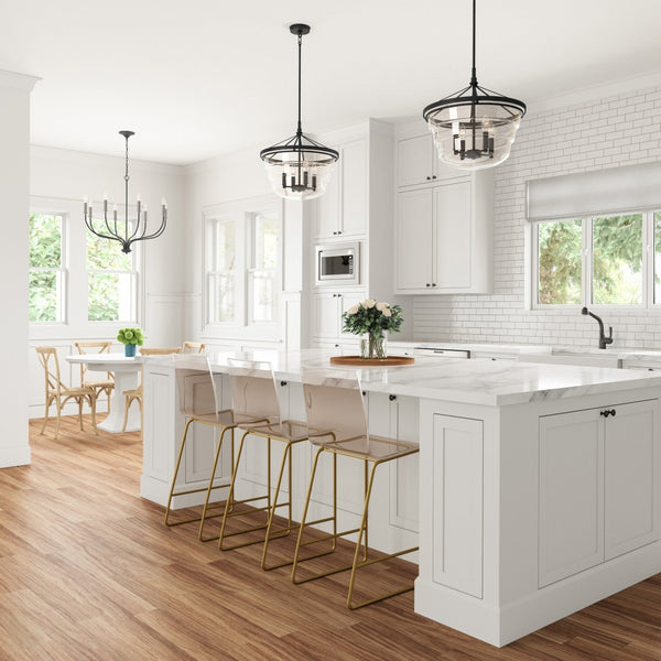 Atlas Boyer Modern 1-Light Pendant with Clear Glass Shade - Elevate Your Space with Elegant Illumination Matte Black 18'' CL11736-BK