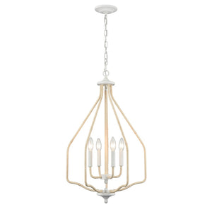 Atlas Breezeway 4-Light Pendant - Coastal-Inspired White Coral Fixture with Rattan Accents for Elegance CL11738-WH