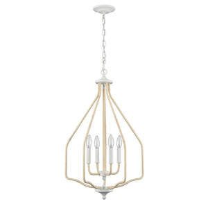 Atlas Breezeway 4-Light Pendant - Coastal-Inspired White Coral Fixture with Rattan Accents for Elegance CL11738-WH