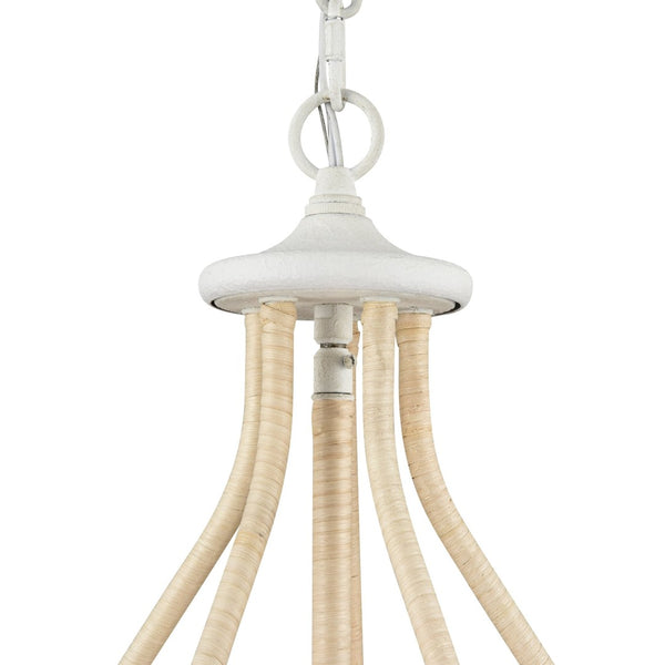 Atlas Breezeway 4-Light Pendant - Coastal-Inspired White Coral Fixture with Rattan Accents for Elegance CL11738-WH