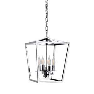 Atlas Cage Elegant Lantern-Style 4-Light Pendant with Open Framework for Warm Ambient Illumination Polished Nickel 12'' CL11742-NK