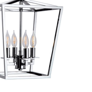 Atlas Cage Elegant Lantern-Style 4-Light Pendant with Open Framework for Warm Ambient Illumination Polished Nickel 12'' CL11742-NK