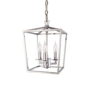 Atlas Cage Elegant Lantern-Style 4-Light Pendant with Open Framework for Warm Ambient Illumination Polished Nickel 8.5'' CL11743-NK