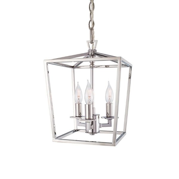 Atlas Cage Elegant Lantern-Style 4-Light Pendant with Open Framework for Warm Ambient Illumination Polished Nickel 8.5'' CL11743-NK