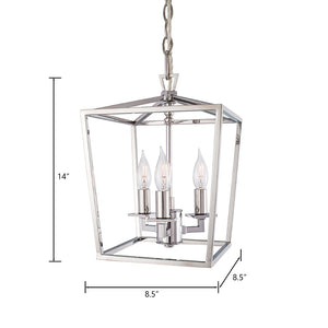 Atlas Cage Elegant Lantern-Style 4-Light Pendant with Open Framework for Warm Ambient Illumination Polished Nickel 8.5'' CL11743-NK