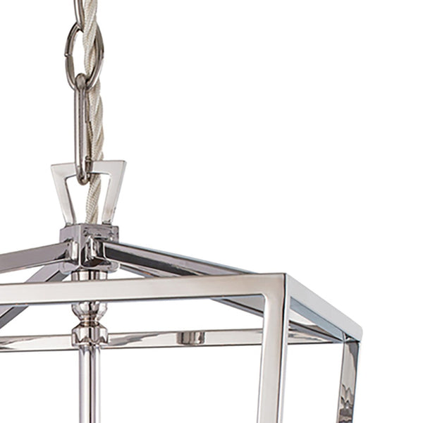 Atlas Cage Elegant Lantern-Style 4-Light Pendant with Open Framework for Warm Ambient Illumination Polished Nickel 8.5'' CL11743-NK