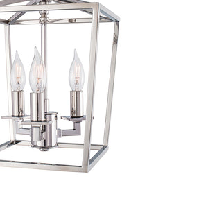 Atlas Cage Elegant Lantern-Style 4-Light Pendant with Open Framework for Warm Ambient Illumination Polished Nickel 8.5'' CL11743-NK