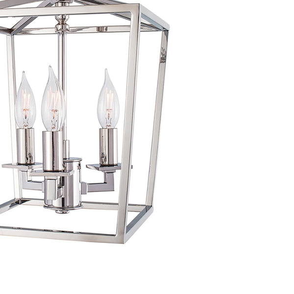 Atlas Cage Elegant Lantern-Style 4-Light Pendant with Open Framework for Warm Ambient Illumination Polished Nickel 8.5'' CL11743-NK