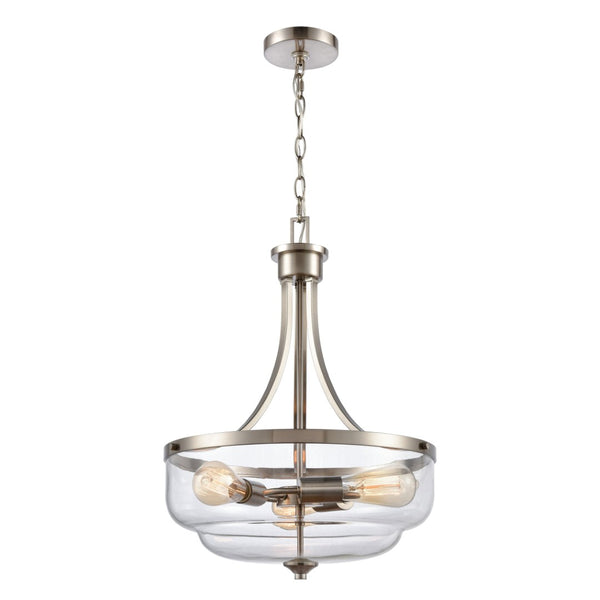Atlas Calistoga 3-Light Pendant with Clear Glass Shades - Stylish Modern Lighting for Home Decor Brushed Nickel CL11744-NK
