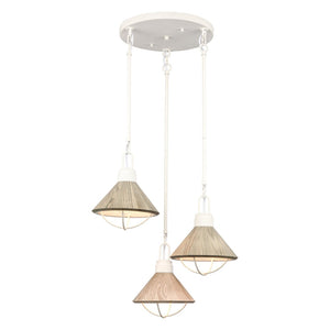 Atlas Cape May 21'' Wide 3-Light Pendant - Coastal Nautical Charm with White Coral Finish & Driftwood Shade CL11745-WH