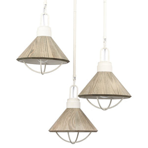 Atlas Cape May 21'' Wide 3-Light Pendant - Coastal Nautical Charm with White Coral Finish & Driftwood Shade CL11745-WH