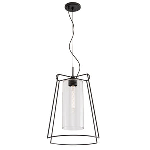 Atlas Cere Modern Pendant Light - Minimalist Design with Airy Glass Shade for Stylish Home Illumination Matte Black 14.25'' CL11748-BK