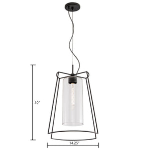 Atlas Cere Modern Pendant Light - Minimalist Design with Airy Glass Shade for Stylish Home Illumination Matte Black 14.25'' CL11748-BK