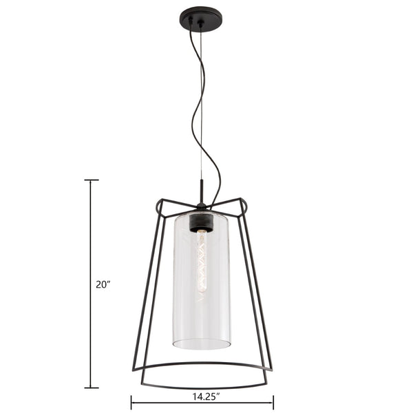 Atlas Cere Modern Pendant Light - Minimalist Design with Airy Glass Shade for Stylish Home Illumination Matte Black 14.25'' CL11748-BK