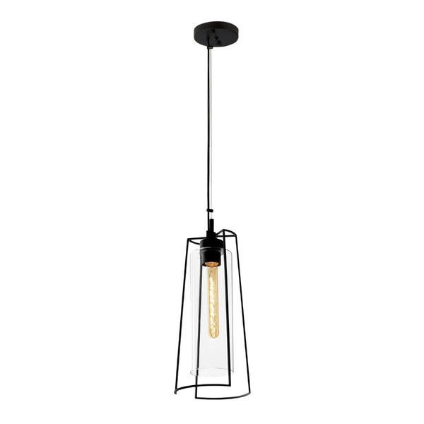 Atlas Cere Modern Pendant Light - Minimalist Design with Airy Glass Shade for Stylish Home Illumination Matte Black 6.75'' CL11749-BK