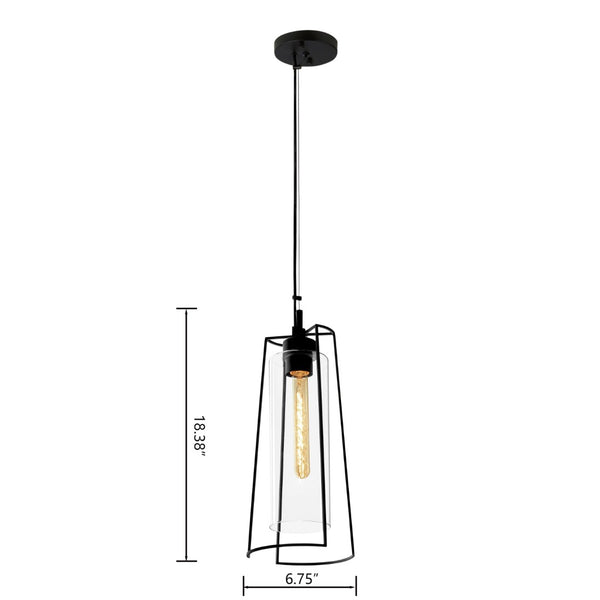 Atlas Cere Modern Pendant Light - Minimalist Design with Airy Glass Shade for Stylish Home Illumination Matte Black 6.75'' CL11749-BK