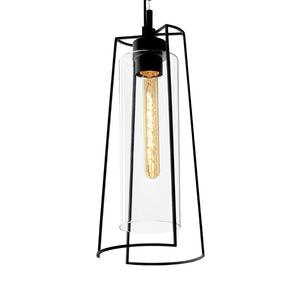 Atlas Cere Modern Pendant Light - Minimalist Design with Airy Glass Shade for Stylish Home Illumination Matte Black 6.75'' CL11749-BK