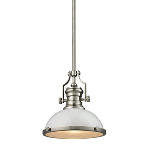 Atlas Chadwick 3-Light Pendant: Elegant Vintage-Inspired Lighting for Dining & Living Spaces, 14" Height Satin Nickel with Gloss White CL11750-NK2