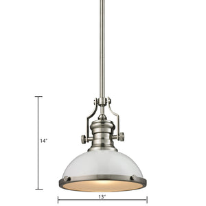 Atlas Chadwick 3-Light Pendant: Elegant Vintage-Inspired Lighting for Dining & Living Spaces, 14" Height Satin Nickel with Gloss White CL11750-NK2
