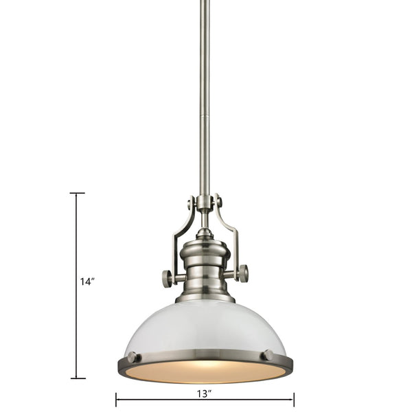 Atlas Chadwick 3-Light Pendant: Elegant Vintage-Inspired Lighting for Dining & Living Spaces, 14" Height Satin Nickel with Gloss White CL11750-NK2