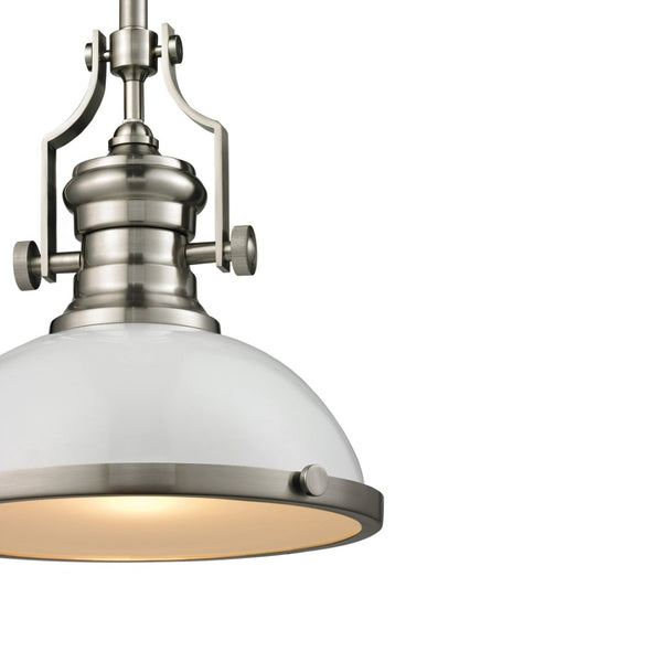 Atlas Chadwick 3-Light Pendant: Elegant Vintage-Inspired Lighting for Dining & Living Spaces, 14" Height Satin Nickel with Gloss White CL11750-NK2