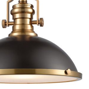 Atlas Chadwick 3-Light Pendant: Elegant Vintage-Inspired Lighting for Dining & Living Spaces, 14" Height Matte Black and Satin Brass CL11751-BS2